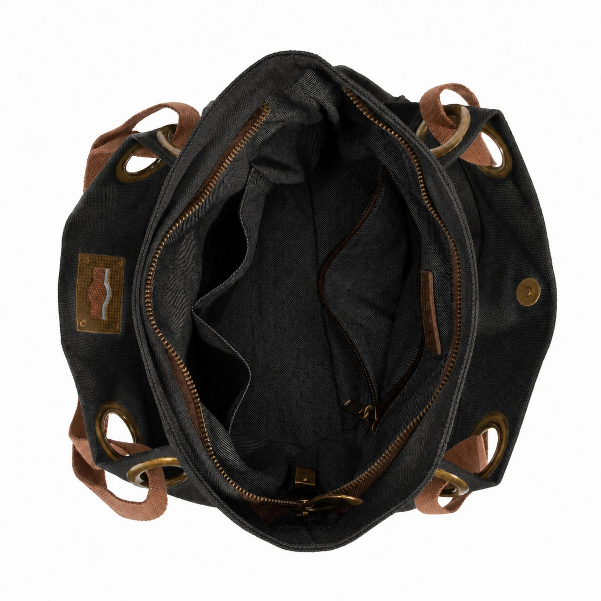 Borsa a spalla in pelle e tela PONT-DES-ARTS MINI Nero