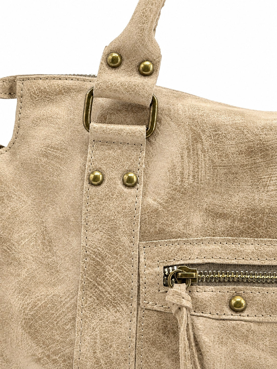 SANDSTORM brushed leather handbag, Light taupe