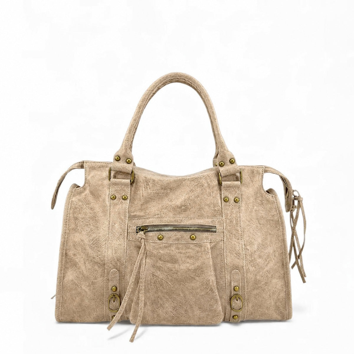 SANDSTORM brushed leather handbag, Light taupe