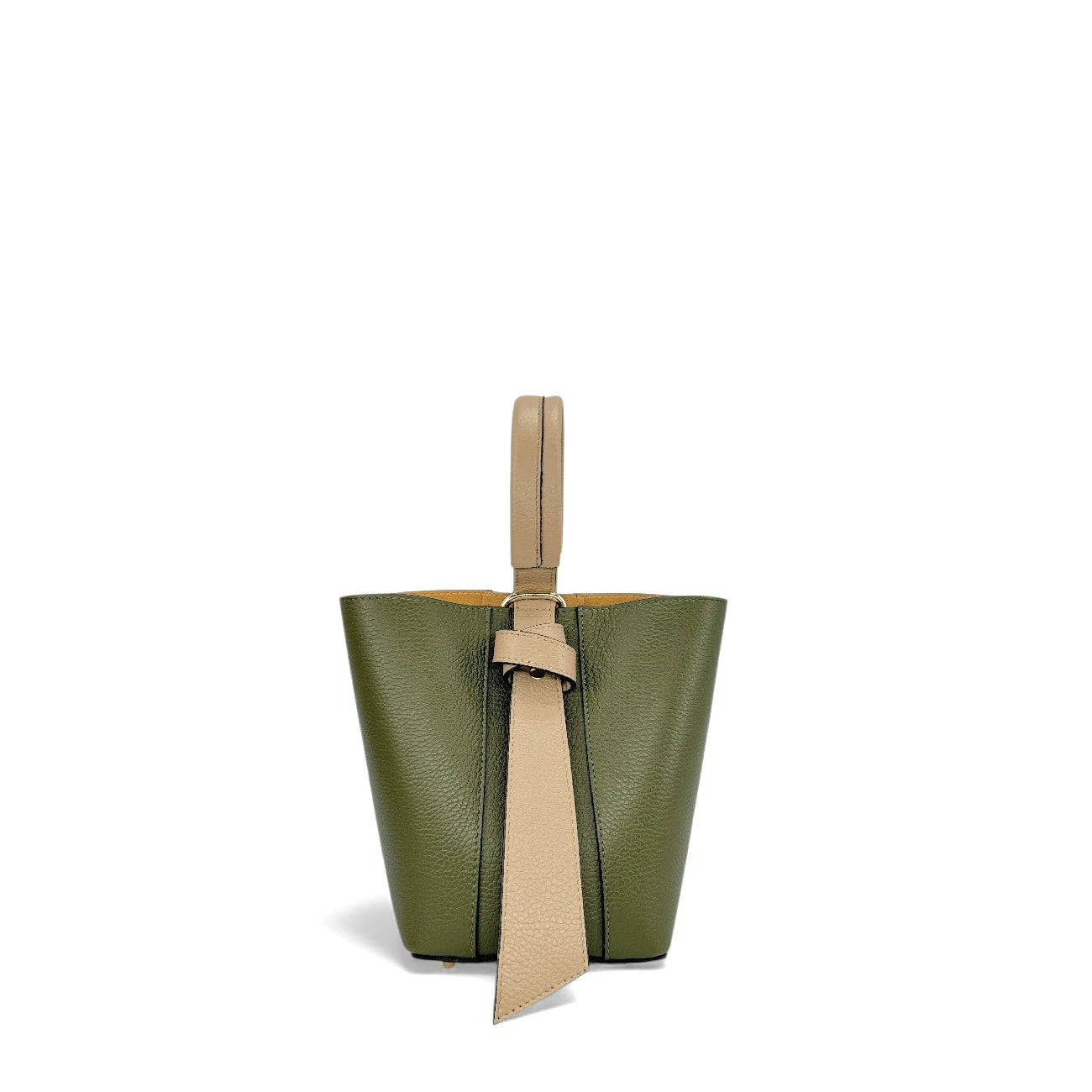 Grained leather bucket bag and pocket BIRDIE Purple