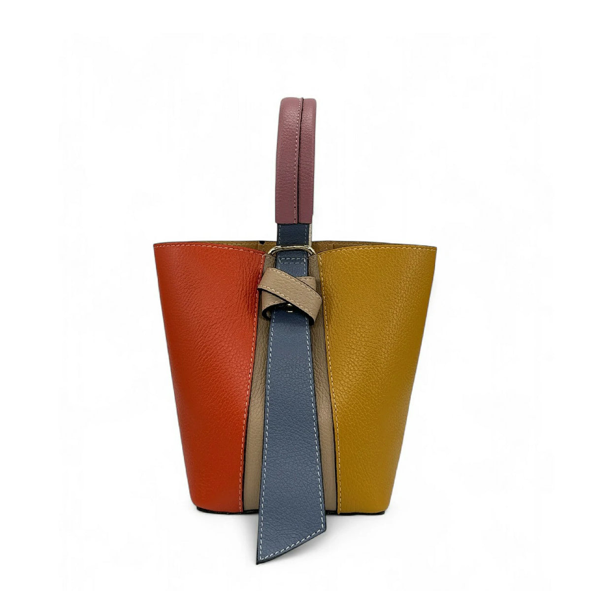 ONLY BIRDIE grained leather bucket bag and clutch, Multicolor 1