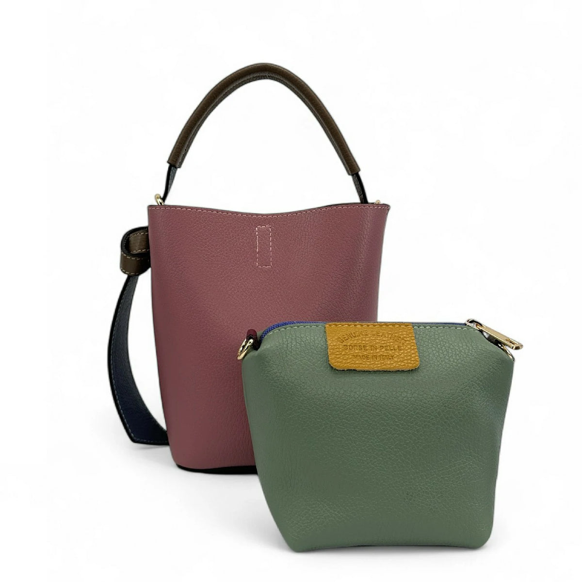 Beuteltasche und Täschchen aus genarbtem Leder ONLY BIRDIE Mehrfarbig 4