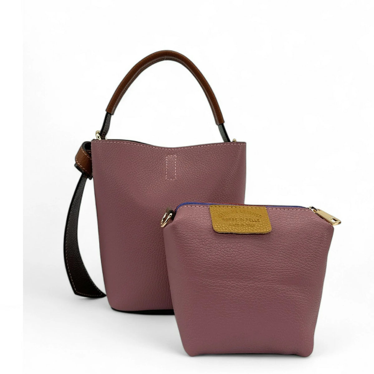 Beuteltasche und Täschchen aus genarbtem Leder ONLY BIRDIE Mehrfarbig 6
