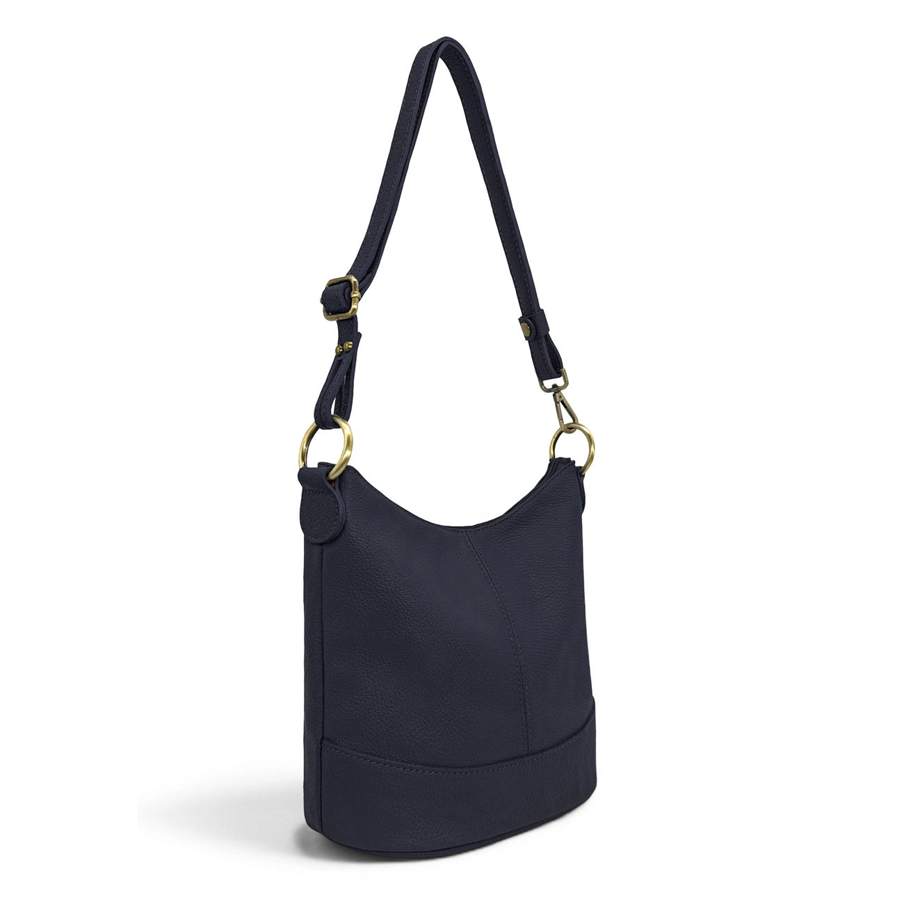 Sac seau à bandoulière en cuir grainé BEAUBOURG Bleu marine