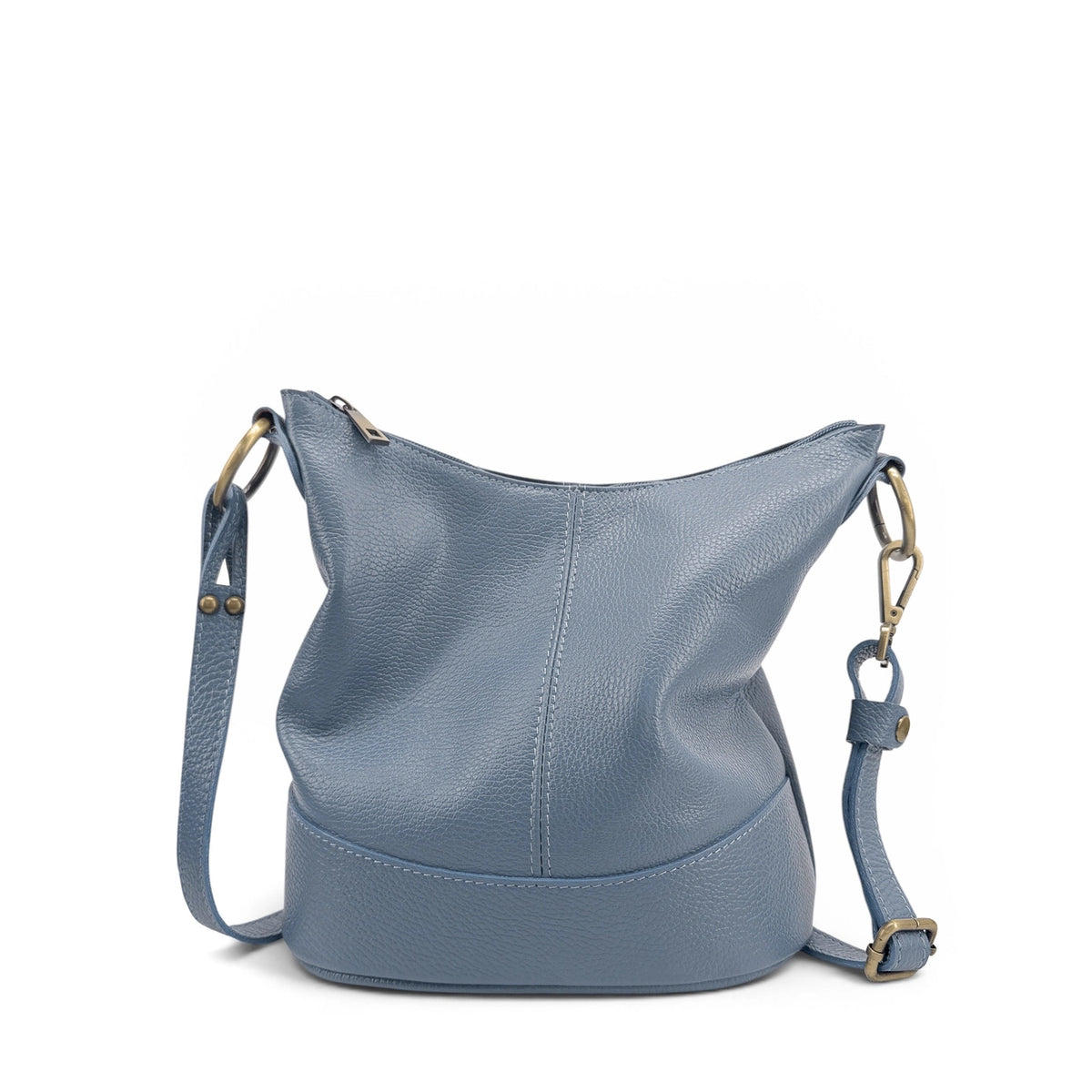 Sac seau à bandoulière en cuir grainé BEAUBOURG Bleu glacier
