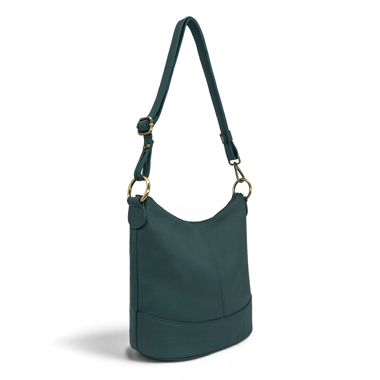 Sac seau à bandoulière en cuir grainé BEAUBOURG Bleu vert canard