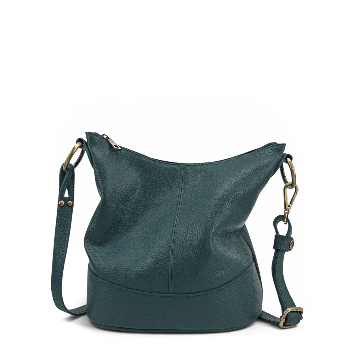 BEAUBOURG bucketbag met schouderriem van generfd leer – petrolblauw