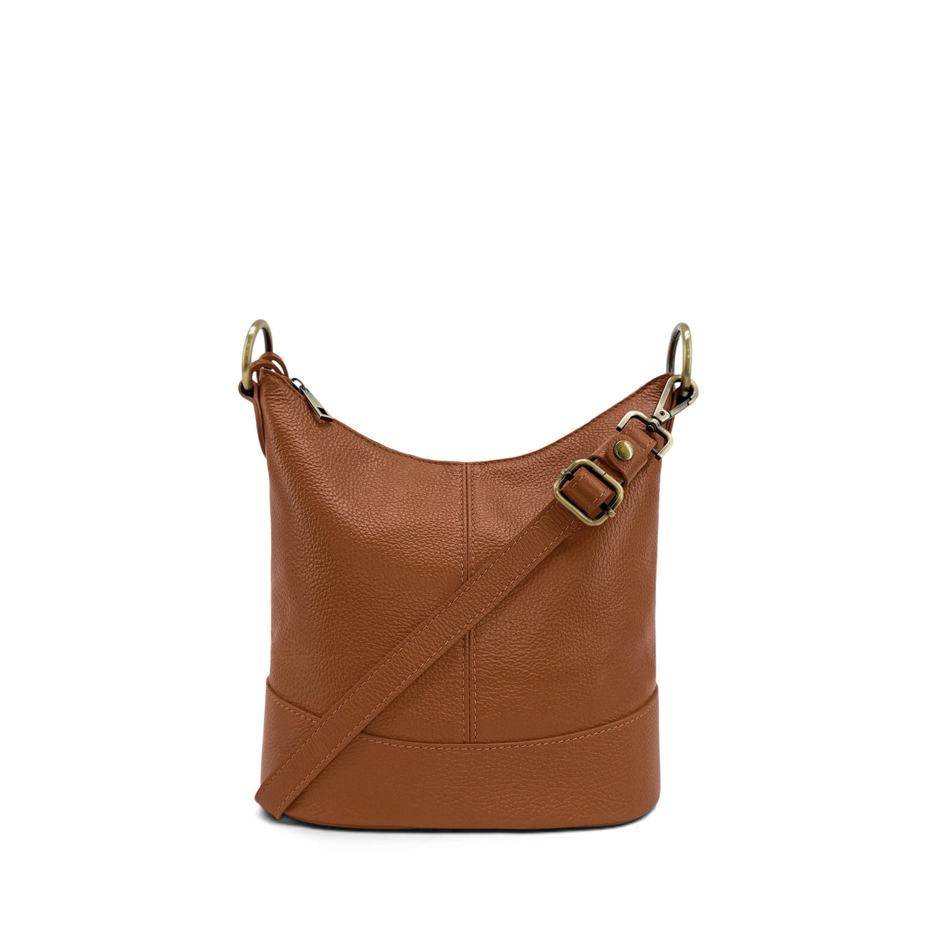 Sac seau à bandoulière en cuir grainé BEAUBOURG Marron camel foncé