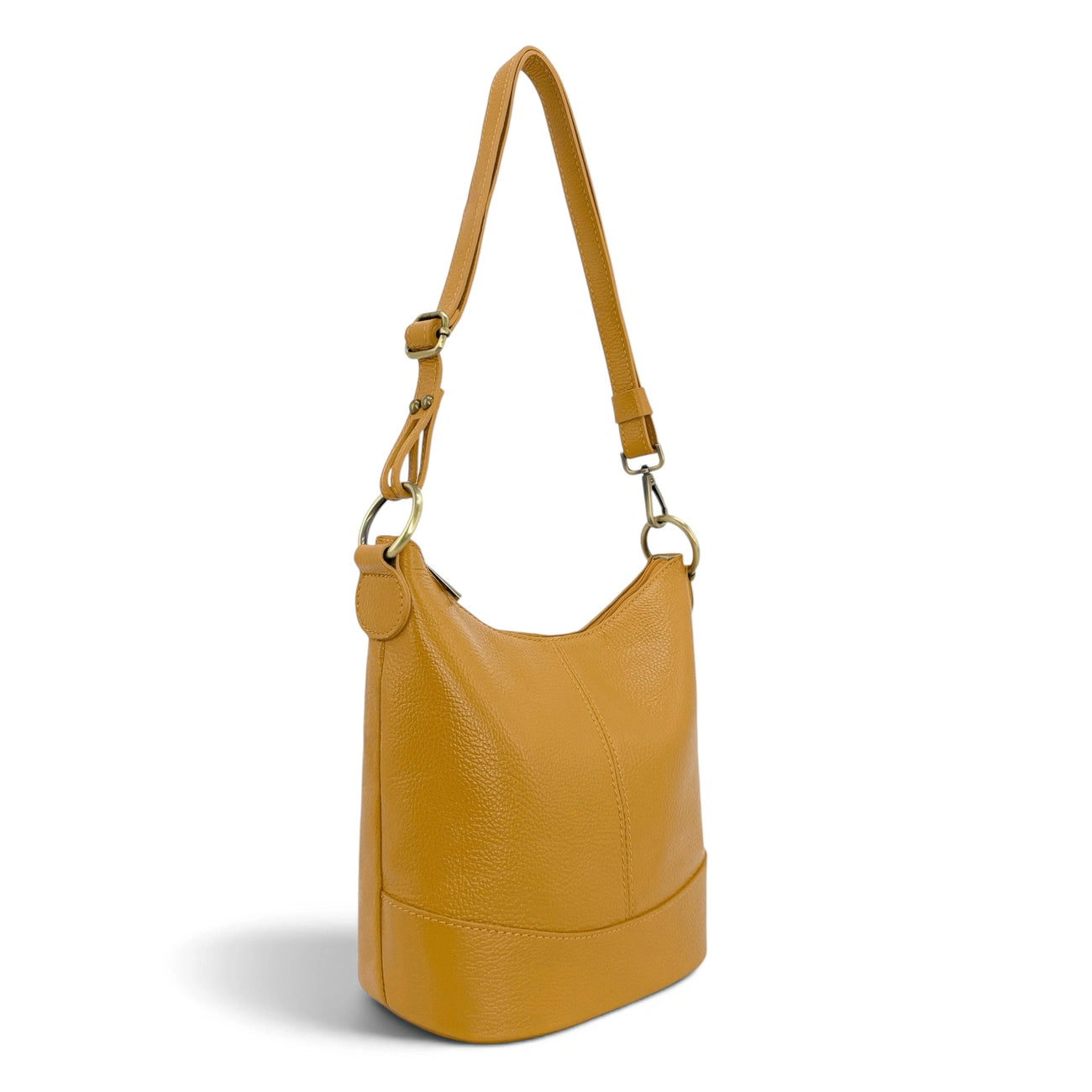 Grained leather strap bag BEAUBOURG Mustard yellow
