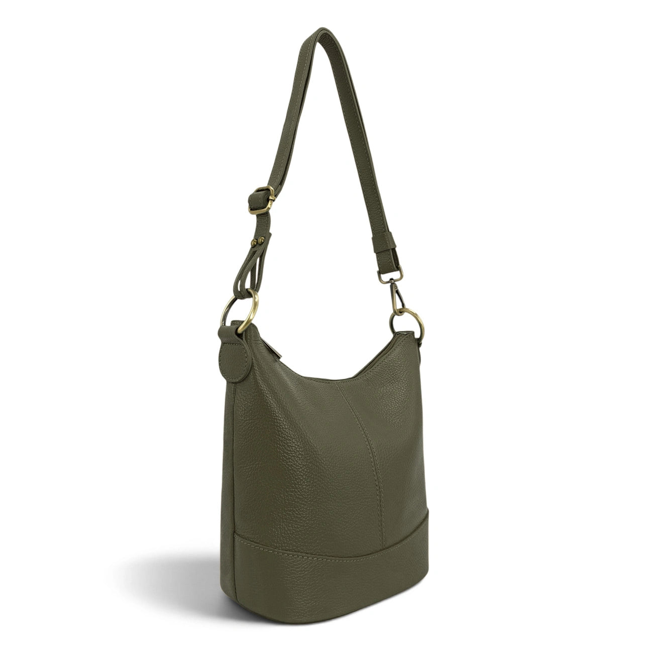 Sac seau à bandoulière en cuir grainé BEAUBOURG Vert kaki