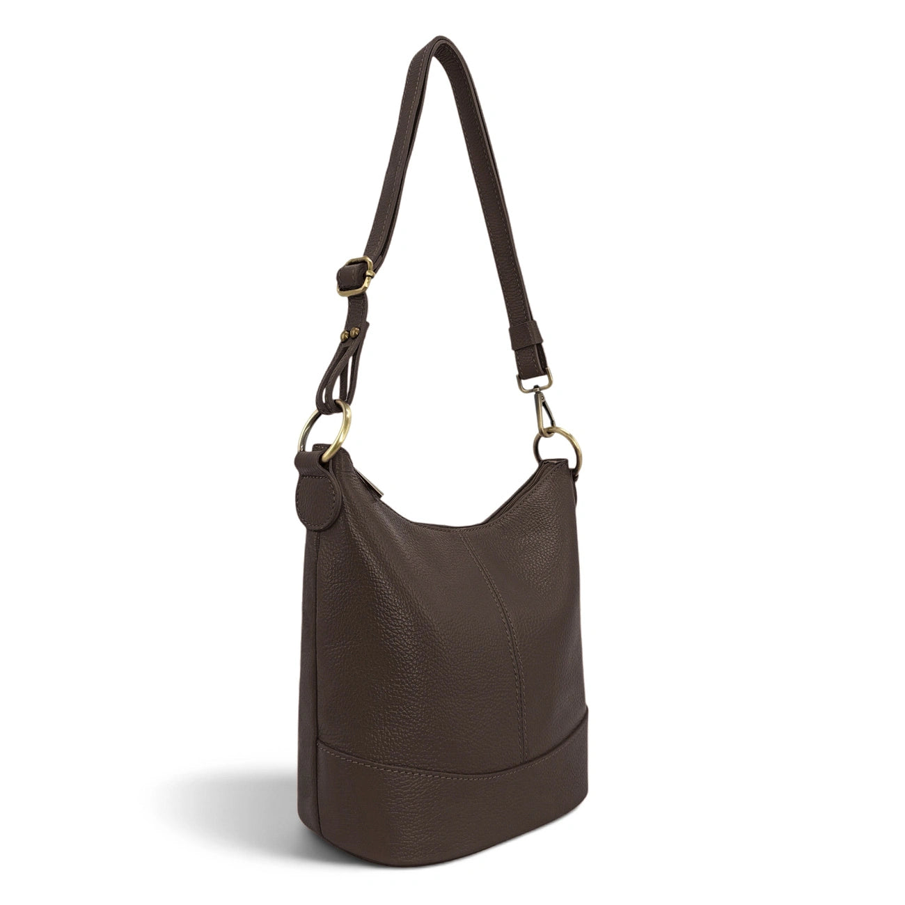 Sac seau à bandoulière en cuir grainé BEAUBOURG Marron chocolat