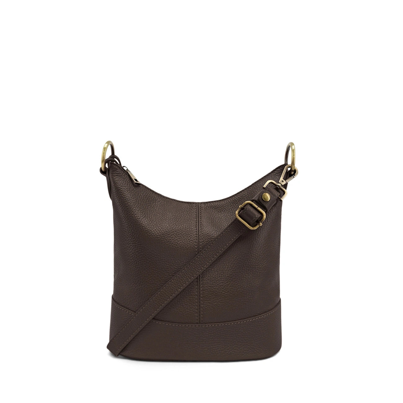 Sac seau à bandoulière en cuir grainé BEAUBOURG Marron chocolat