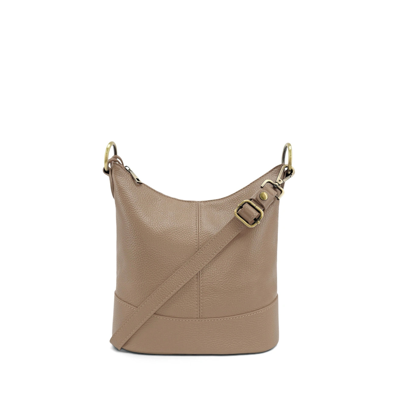 Sac seau à bandoulière en cuir grainé BEAUBOURG Taupe foncé