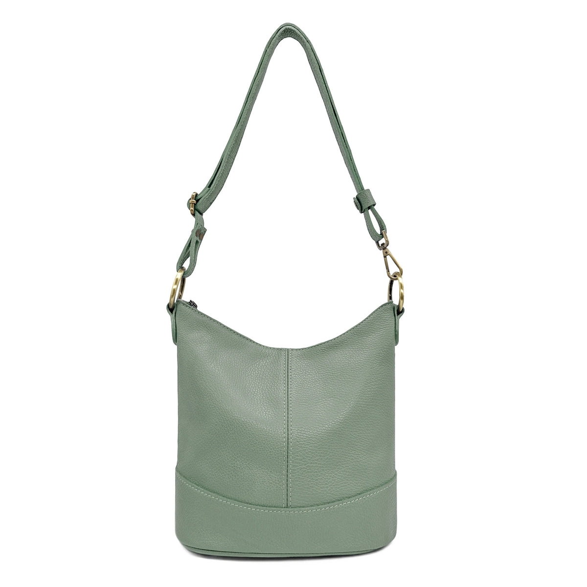 Beuteltasche mit Schulterriemen aus genarbtem Leder BEAUBOURG Pastellgrün