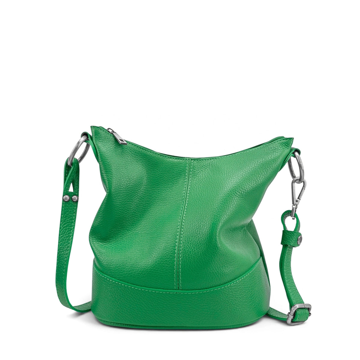 BEAUBOURG bucketbag met schouderriem van generfd leer – Engels groen