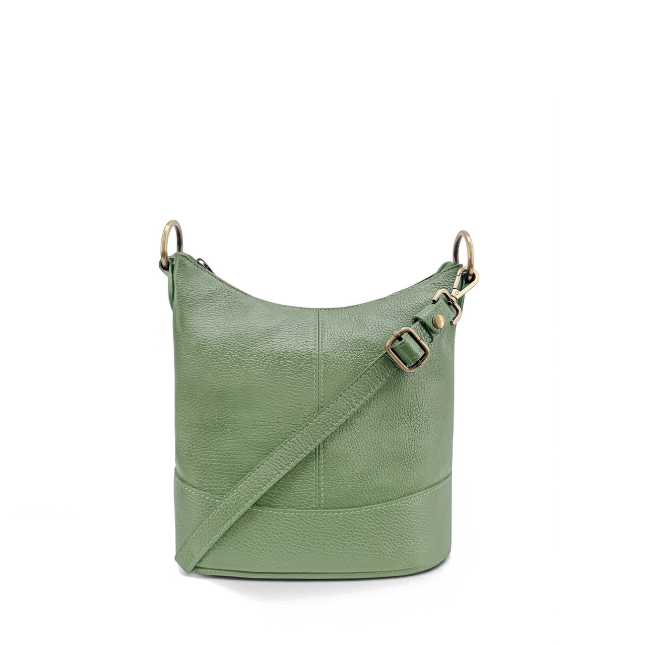 Sac seau à bandoulière en cuir grainé BEAUBOURG Vert amande