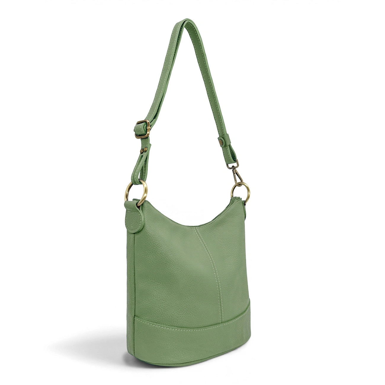 Sac seau à bandoulière en cuir grainé BEAUBOURG Vert amande