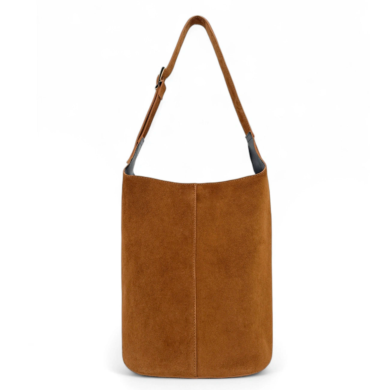 Sac seau en croûte de cuir CLARENCE Camel foncé