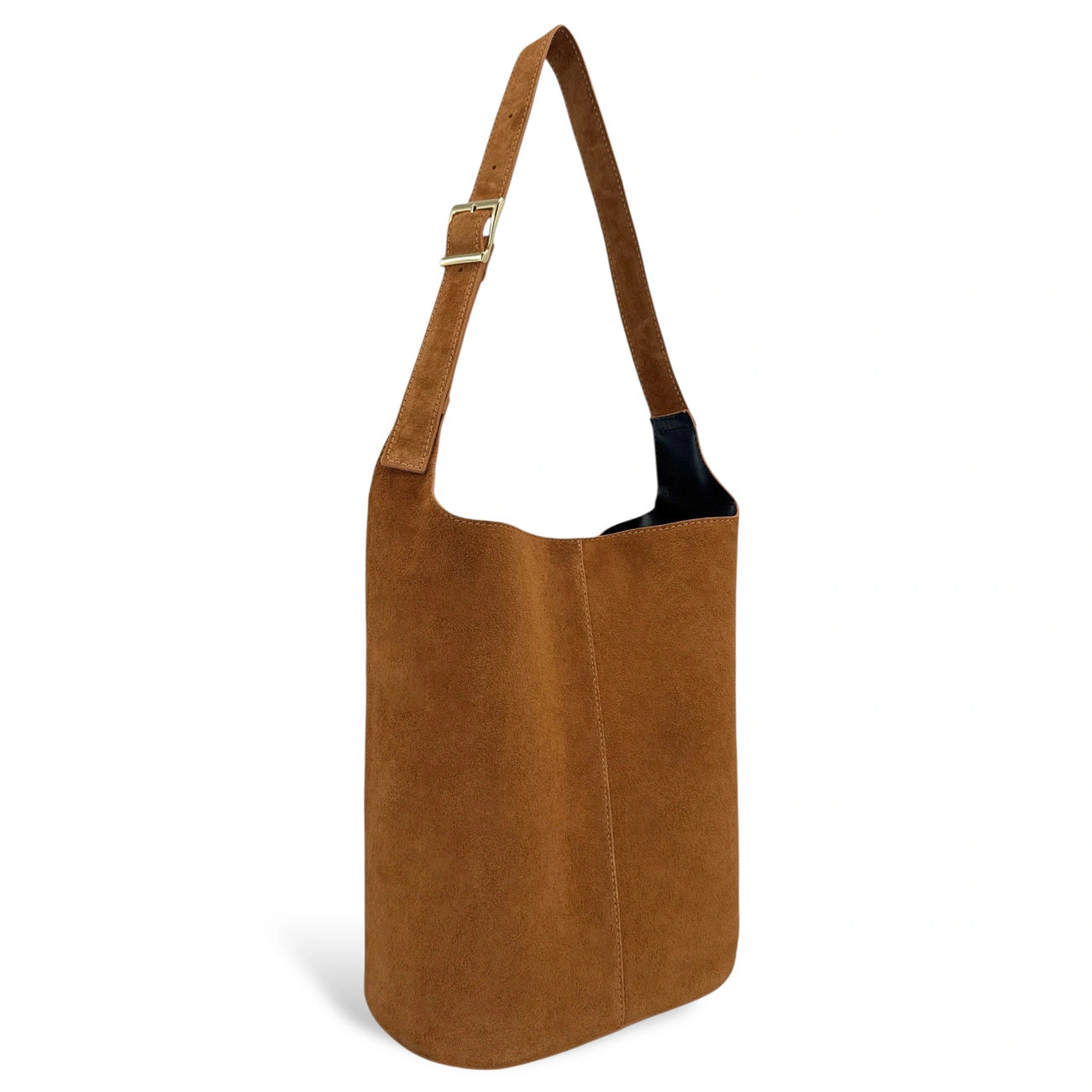 Sac seau en croûte de cuir CLARENCE Camel foncé