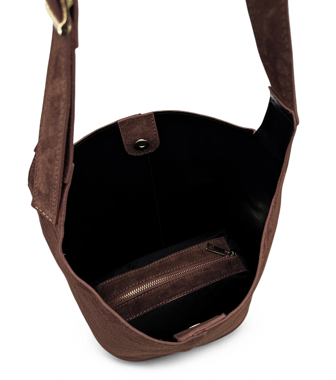 Beuteltasche aus Wildleder CLARENCE Schokoladenbraun