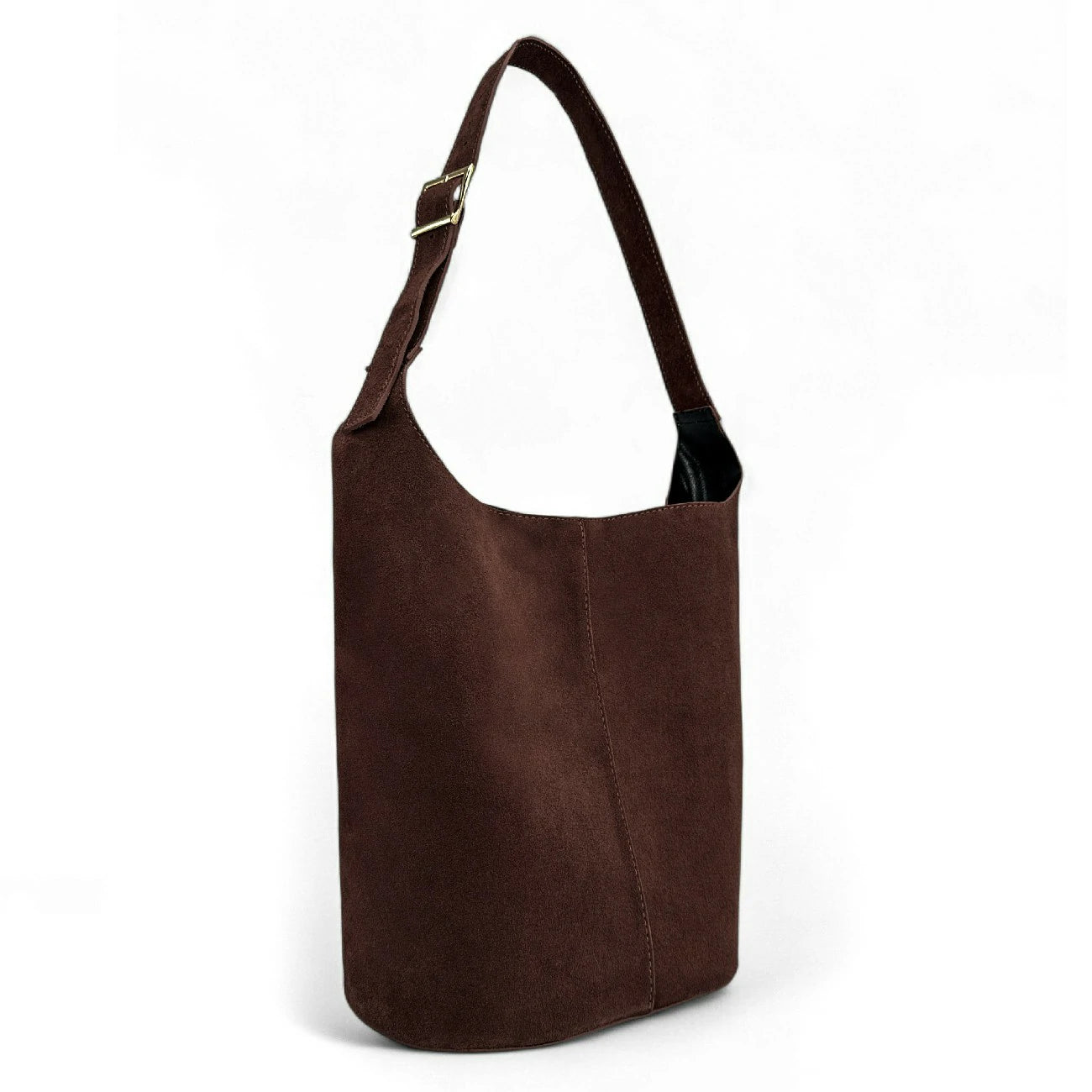 Sac seau en croûte de cuir CLARENCE Chocolat
