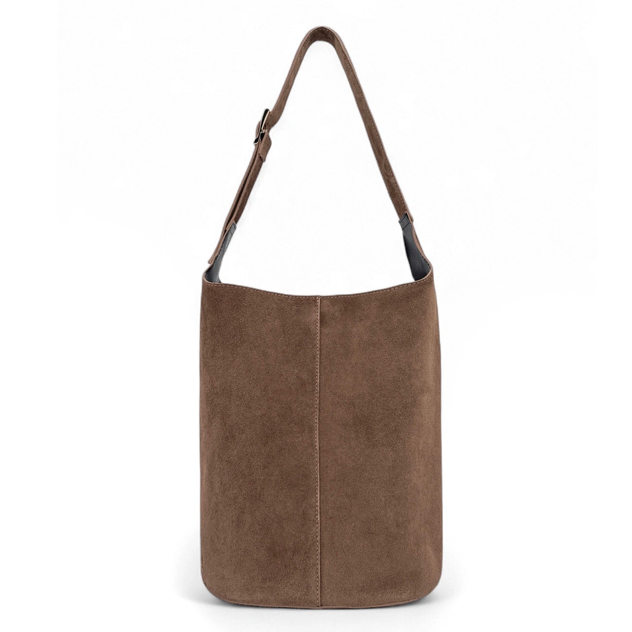 Sac seau en croûte de cuir CLARENCE Taupe foncé