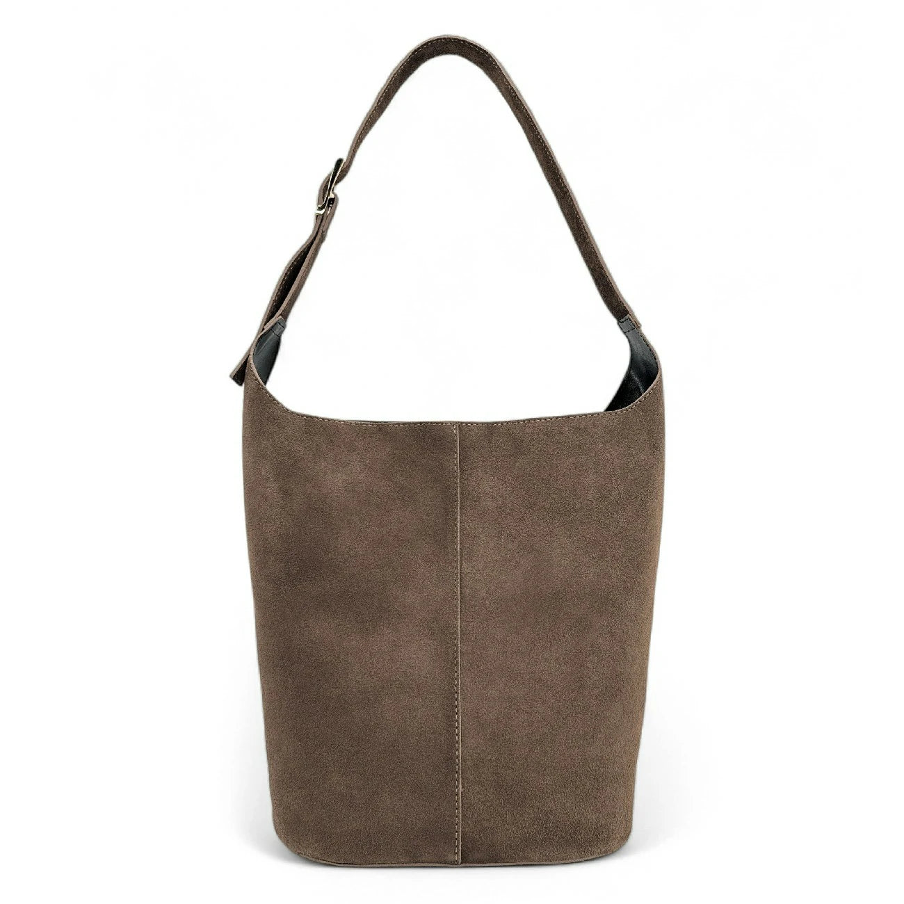 Sac seau en croûte de cuir CLARENCE Taupe foncé