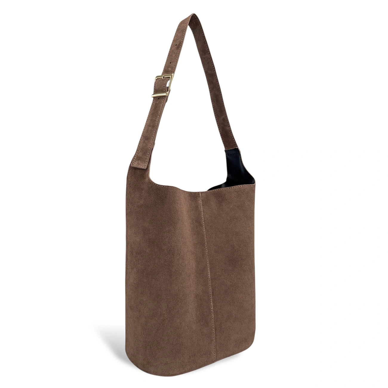 Sac seau en croûte de cuir CLARENCE Taupe foncé