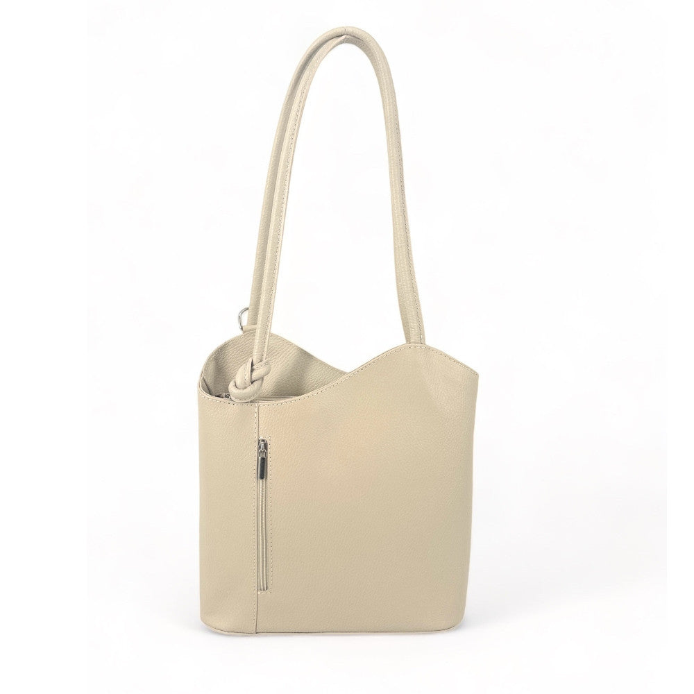 Sac seau multipositions en cuir grainé CAP FERRET Beige crème