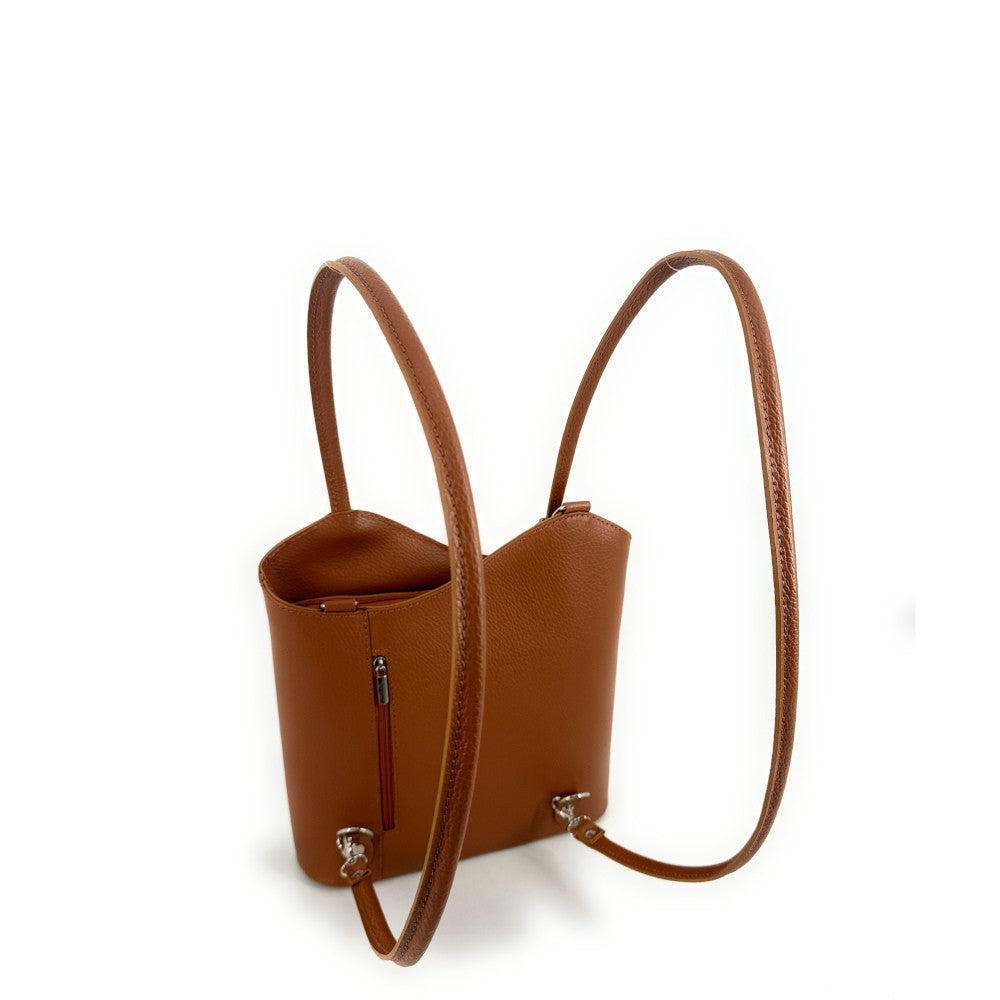 Sac seau multipositions en cuir grainé CAP FERRET Camel foncé