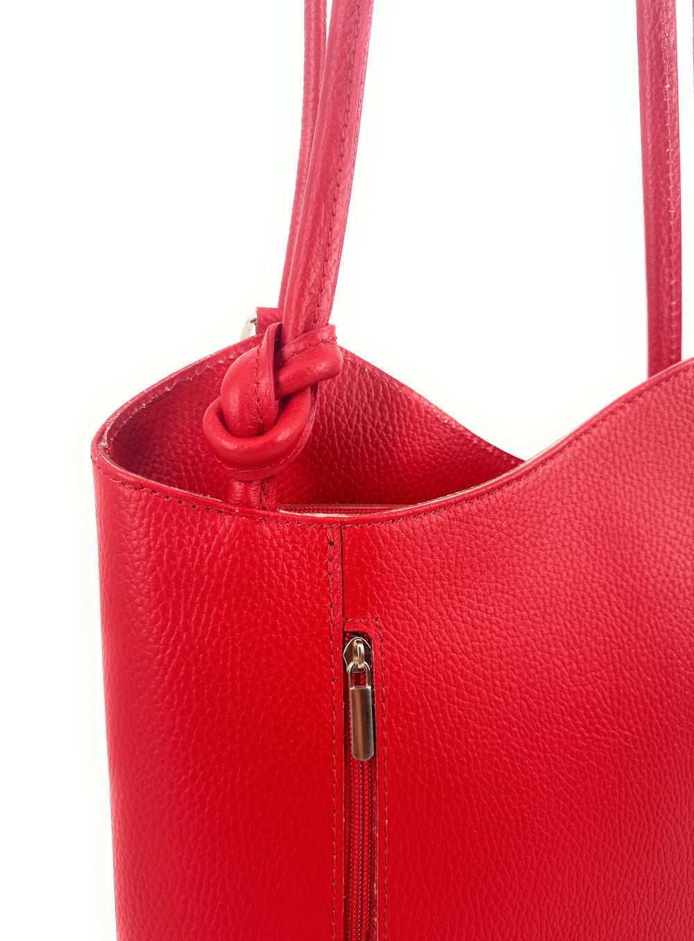 Sac seau multipositions en cuir grainé CAP FERRET Rouge garance