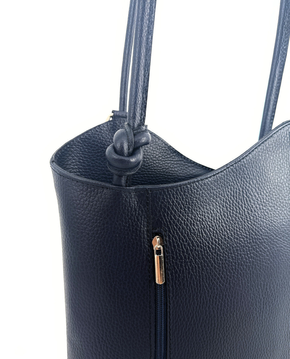 Sac seau multipositions en cuir grainé CAP FERRET Bleu marine