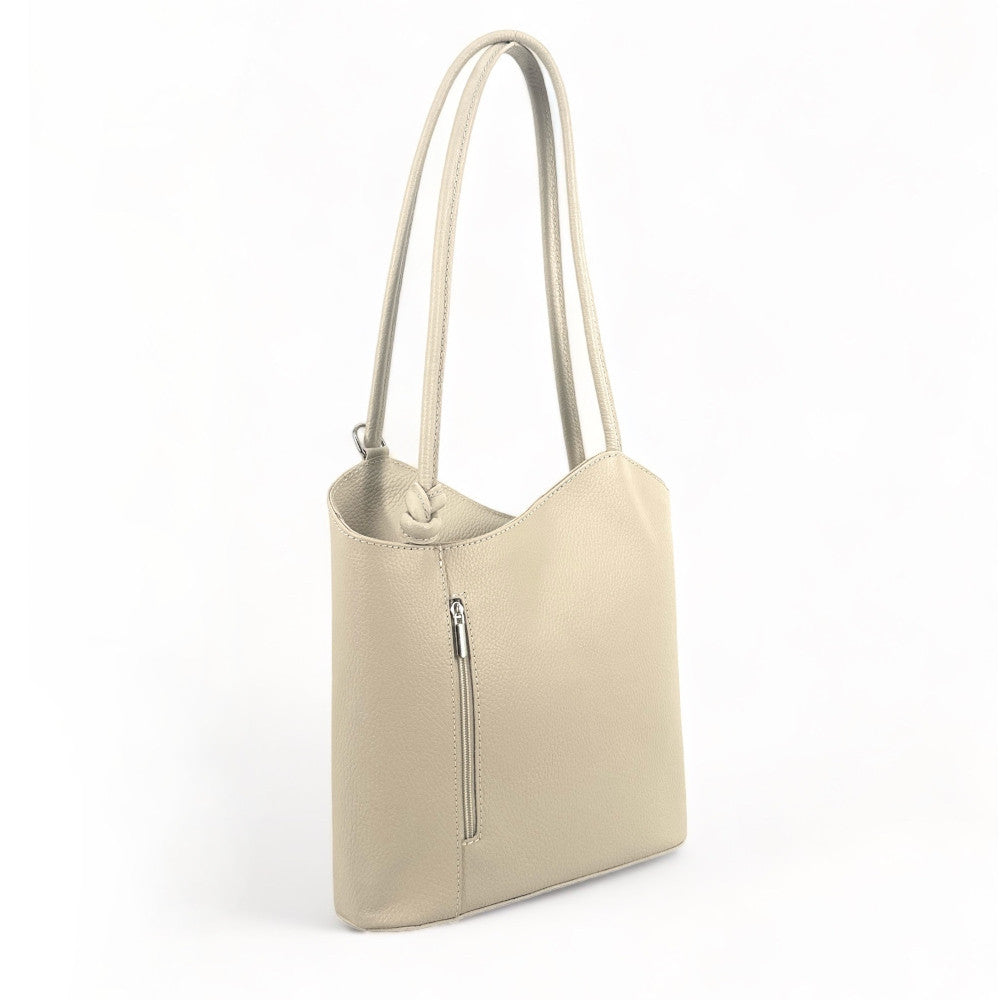 Sac seau multipositions en cuir grainé CAP FERRET Beige crème