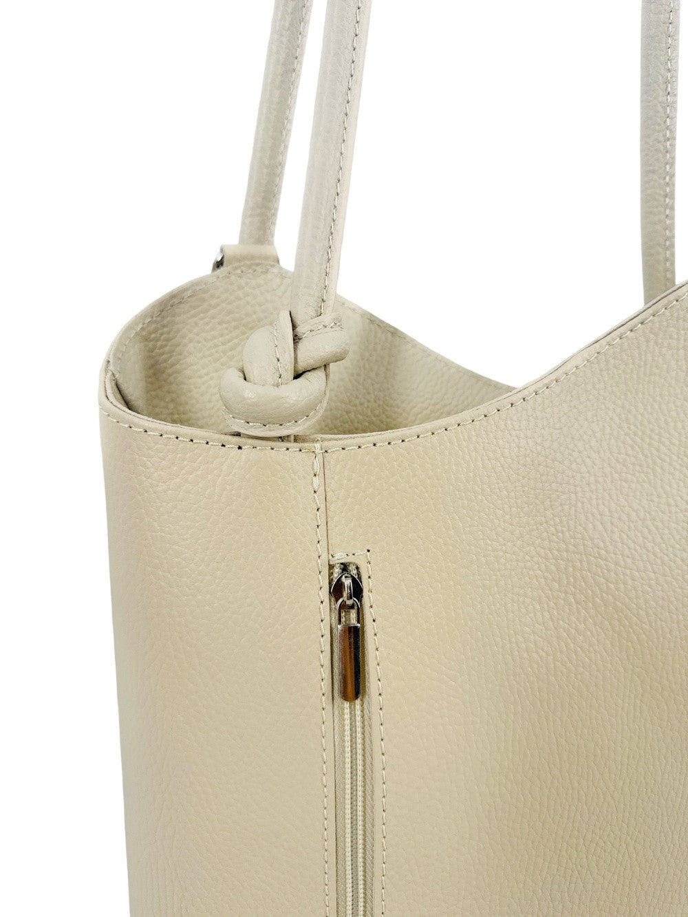 Sac seau multipositions en cuir grainé CAP FERRET Beige crème