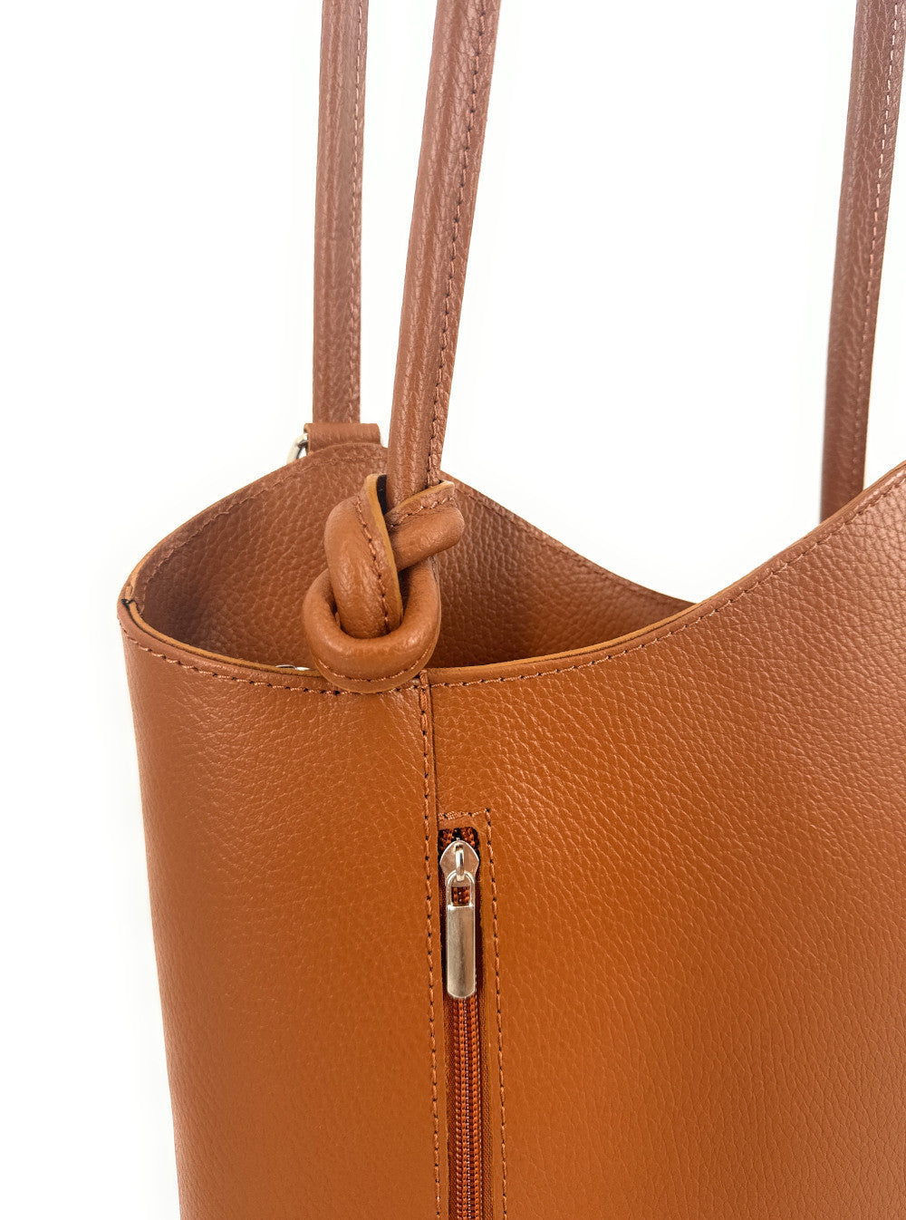 Sac seau multipositions en cuir grainé CAP FERRET Camel foncé
