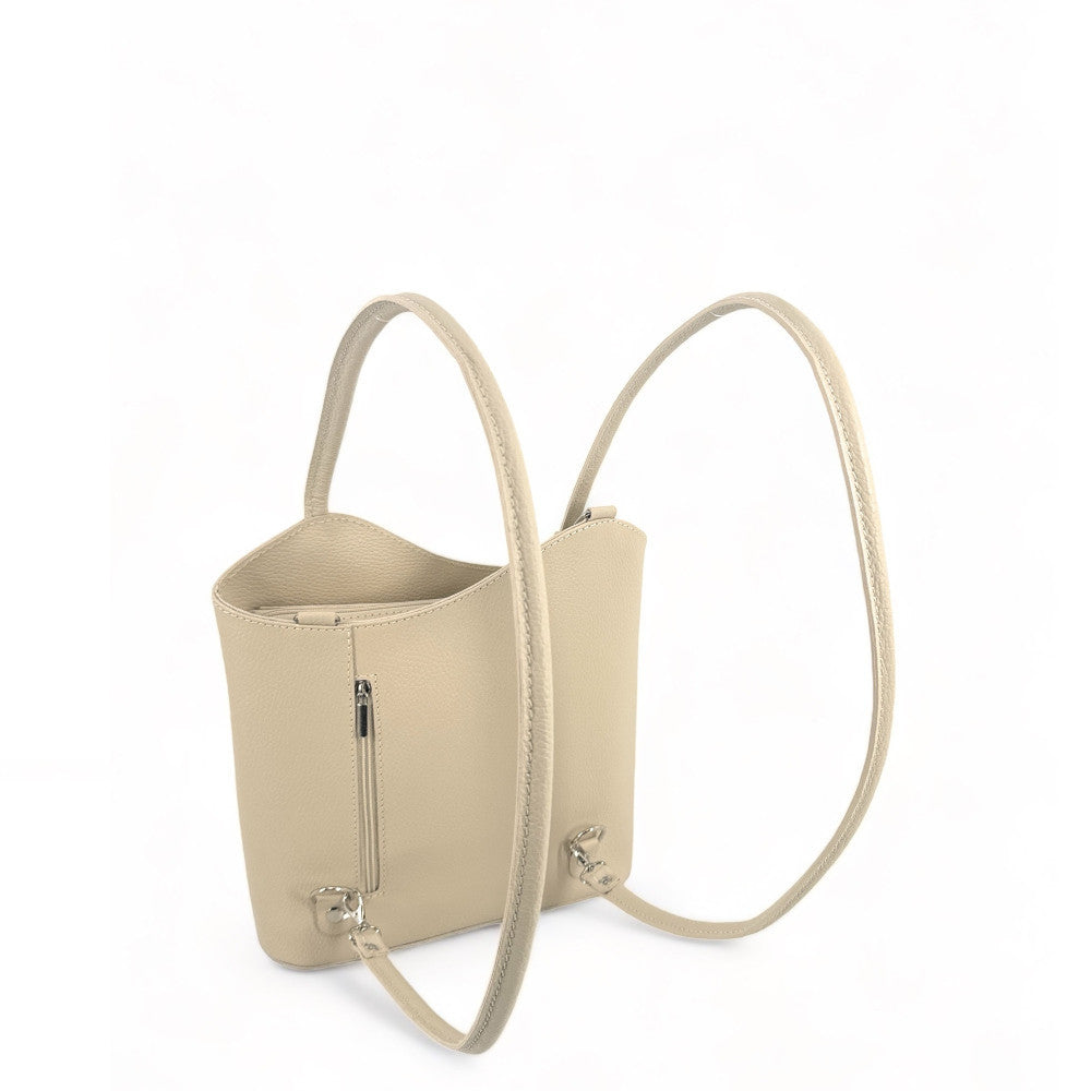 Sac seau multipositions en cuir grainé CAP FERRET Beige crème