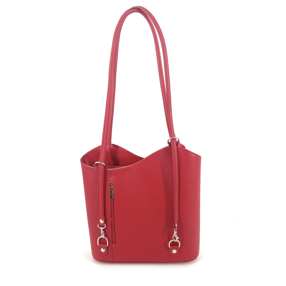 Sac seau multipositions en cuir grainé CAP FERRET Rouge garance