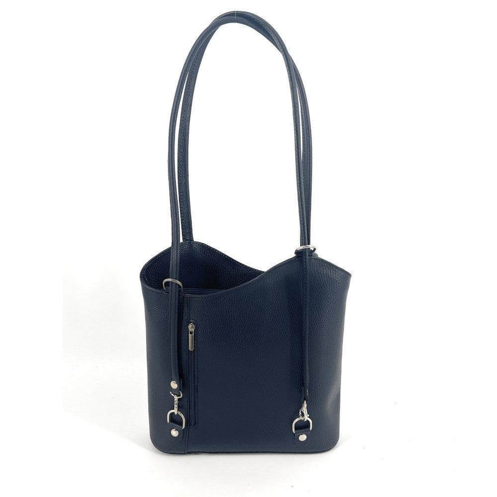 Sac seau multipositions en cuir grainé CAP FERRET Bleu marine