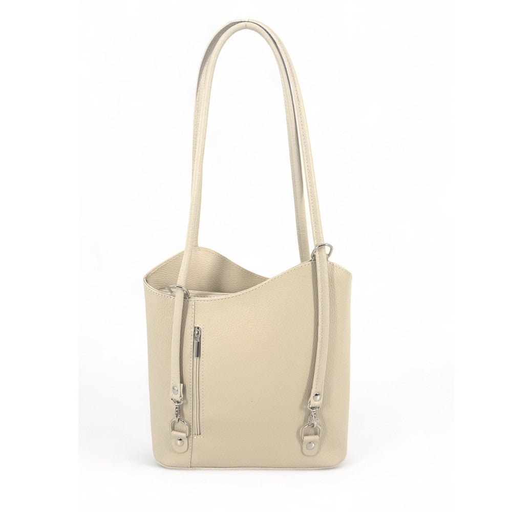 Sac seau multipositions en cuir grainé CAP FERRET Beige crème