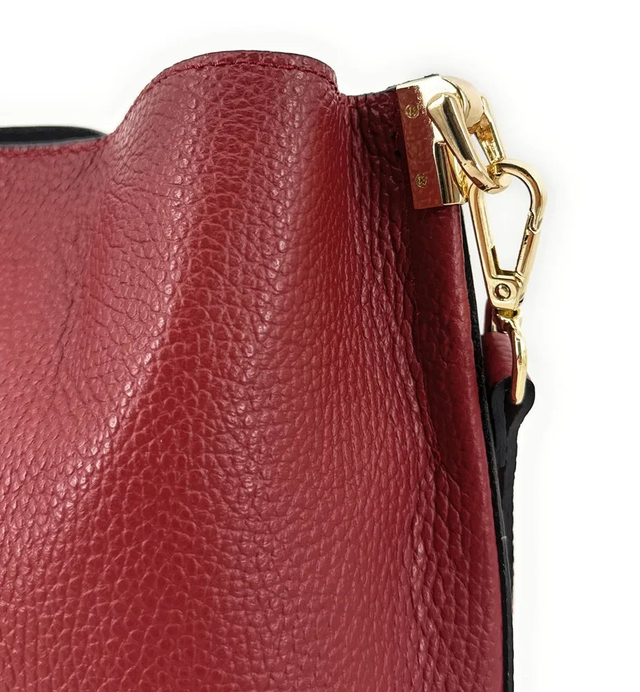 Sac seau en cuir grainé GEORGIA Rouge bordeaux