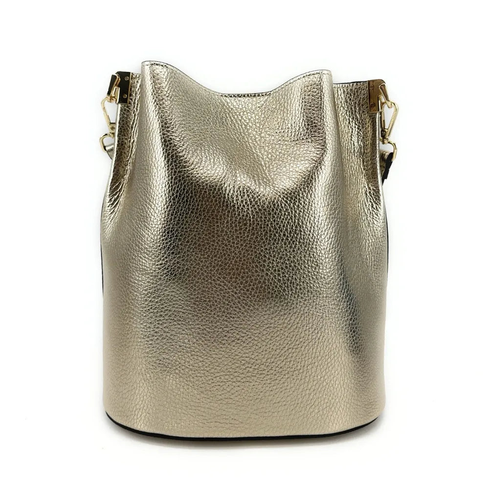 Sac seau en cuir grainé GEORGIA Or pâle