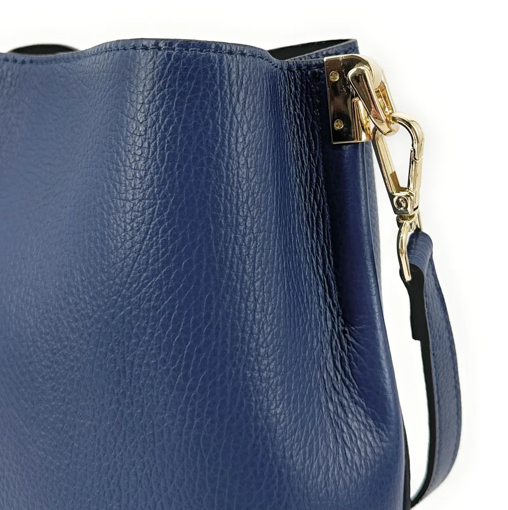 Sac seau en cuir grainé GEORGIA Bleu marine