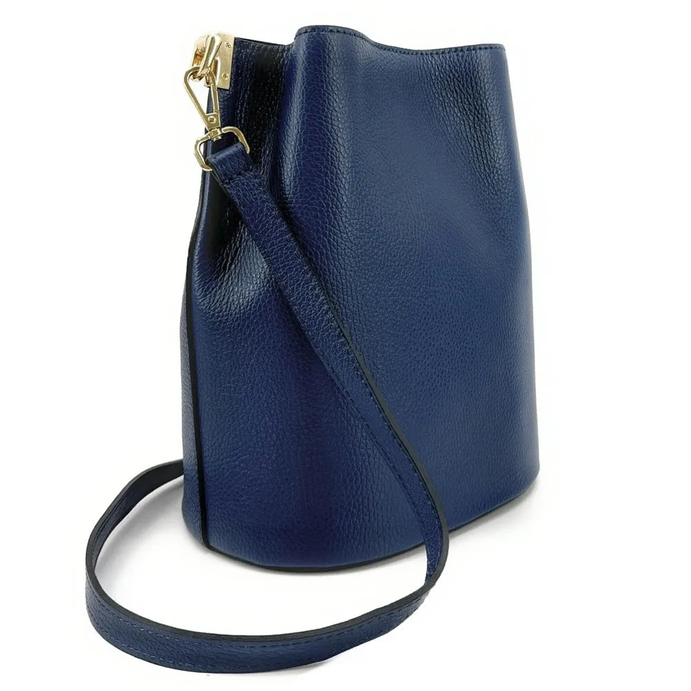 Sac seau en cuir grainé GEORGIA Bleu marine