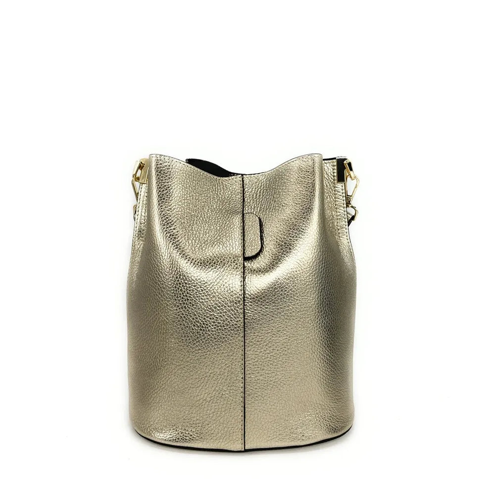 Sac seau en cuir grainé GEORGIA Or pâle