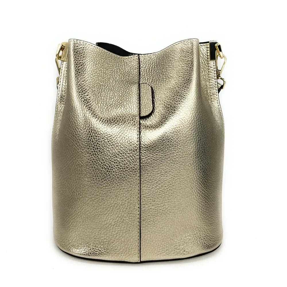 Sac seau en cuir grainé GEORGIA Or pâle
