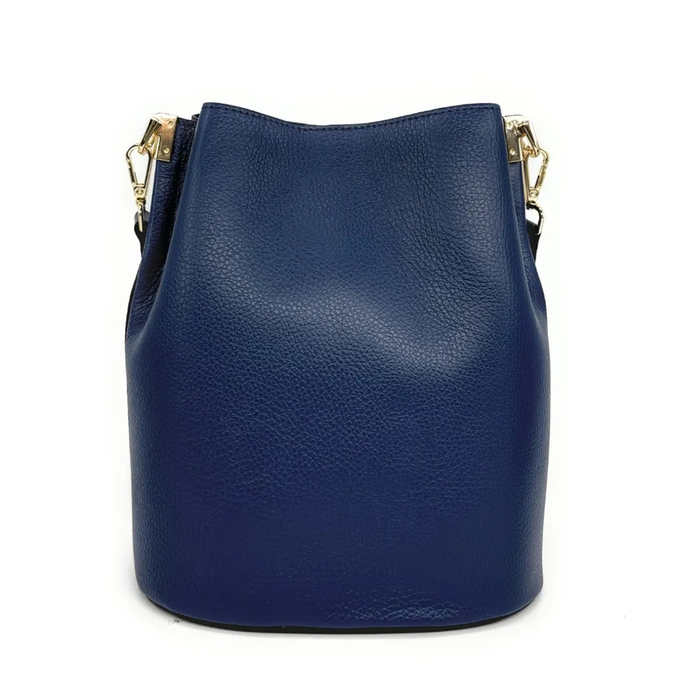 Sac seau en cuir grainé GEORGIA Bleu marine