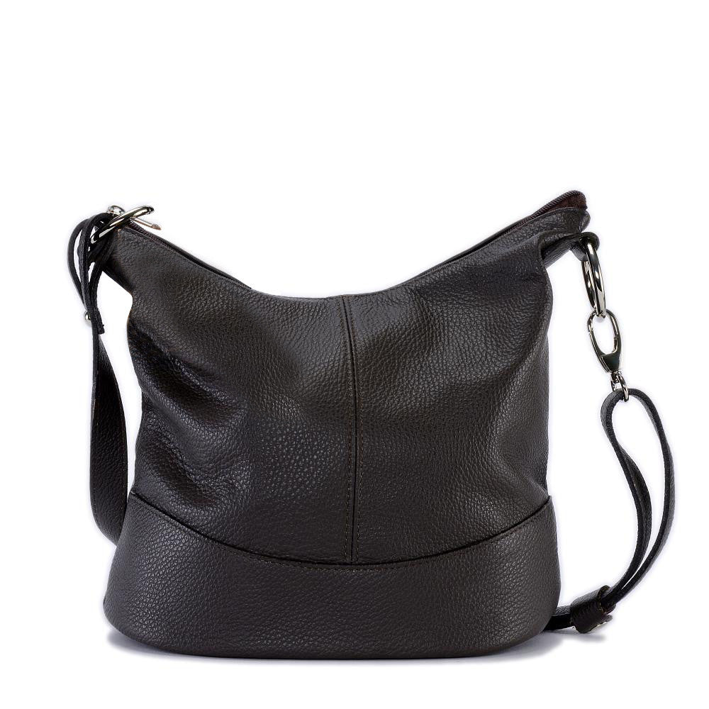 Sac seau à bandoulière en cuir grainé BEAUBOURG Chocolat