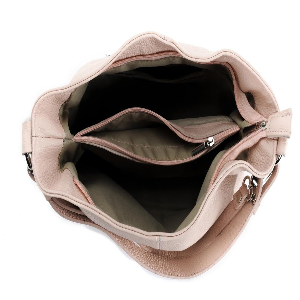 Sac seau à bandoulière en cuir grainé BEAUBOURG Rose nude