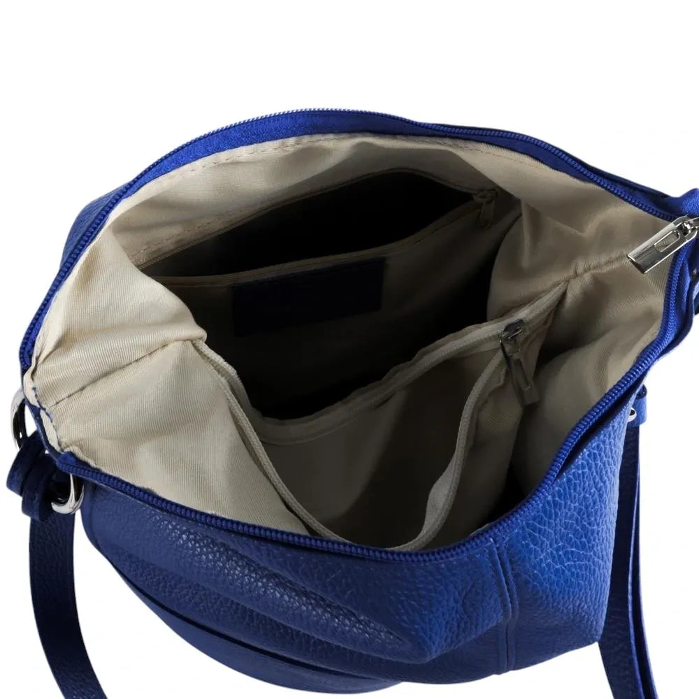 Sac seau à bandoulière en cuir grainé BEAUBOURG Bleu roi