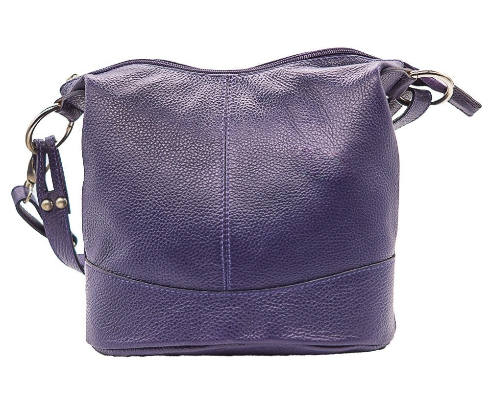 Sac seau à bandoulière en cuir grainé BEAUBOURG Violet